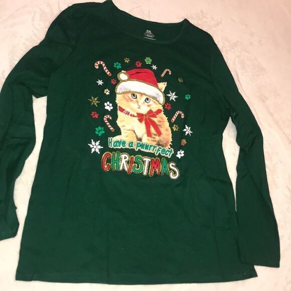 NWT Ugly Christmas Cat Tee - Size Jr XL (16/18) - Picture 2 of 5
